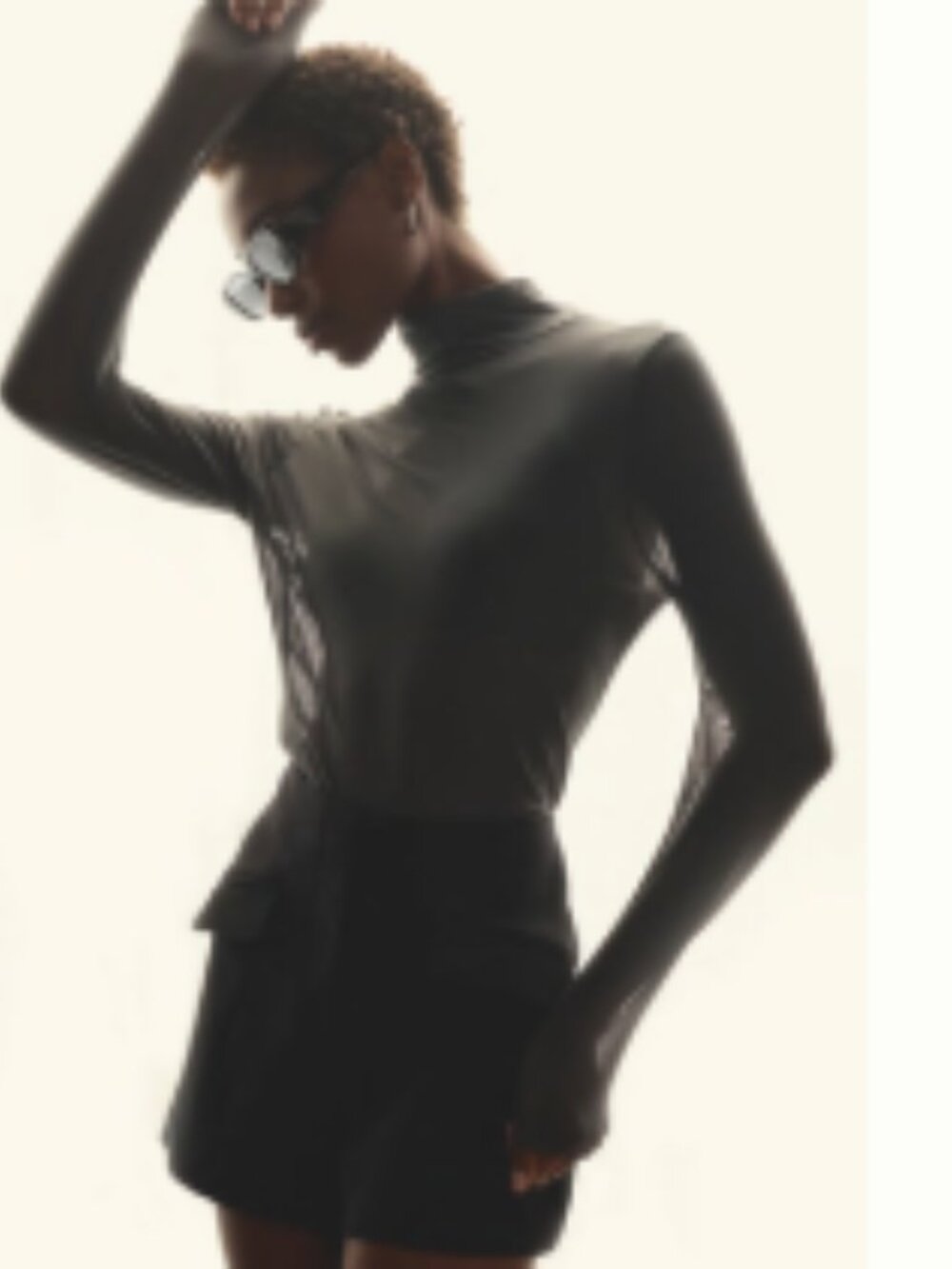 NWT By Anthropologie Mesh Turtleneck Top Carbon Charcoal Sheer XS
